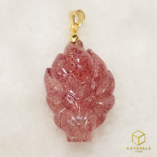 Strawberry Quartz Fox Pendant