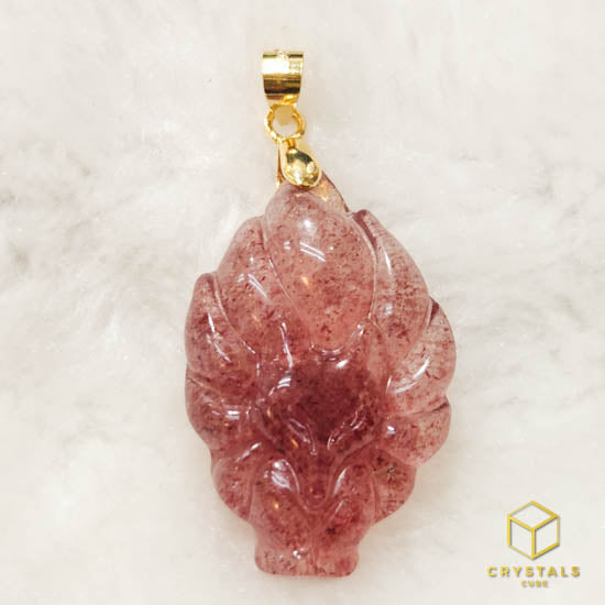 Strawberry Quartz Fox Pendant