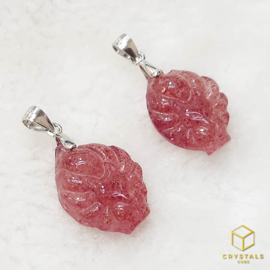 Strawberry Quartz Fox Pendant - Small