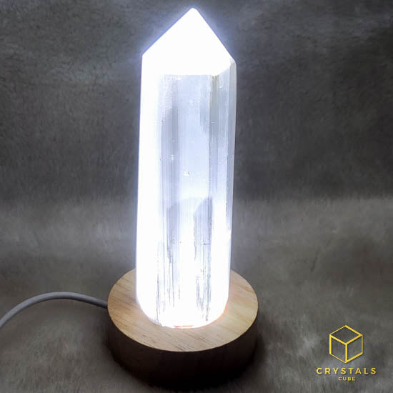 LED Light Wooden Display Stand for Crystals