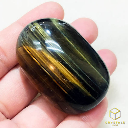 Tiger's Eye Palm Stone - Blue & Golden