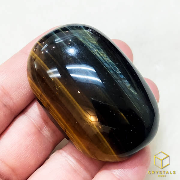 Tiger's Eye Palm Stone - Blue & Golden
