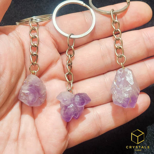 Amethyst Mini Cluster Keychain