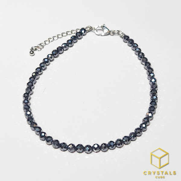 Terahertz Stone Anklet - Faceted 4mm - Ease Pain & Enhance Recovery