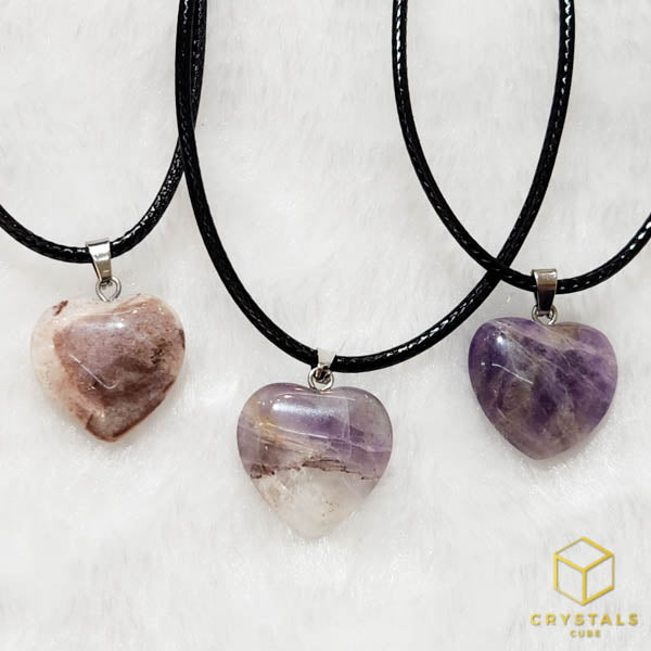 Chevron Amethyst Heart Pendant
