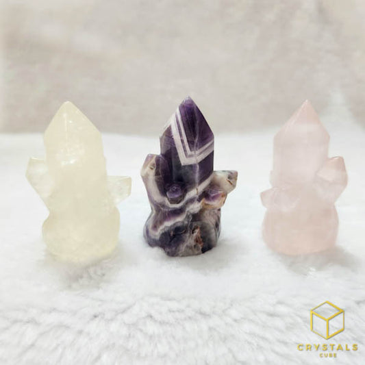 Crystal Cluster Carving - Amethyst, Citrine & Rose Quartz