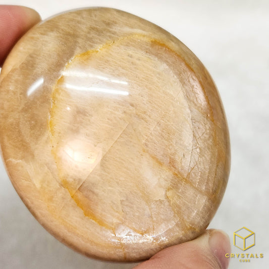Peach/Grey Moonstone Palm Stone - 6-7cm