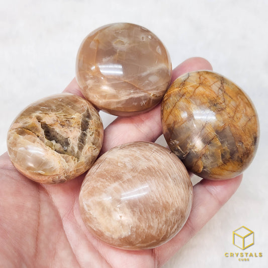 Peach/Grey Moonstone Palm Stone - 4-5cm