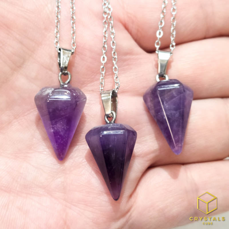 Pendulum Necklace - Amethyst, Rose Quartz, Green Aventurine, Tiger's Eye, Clear Quartz, Sodalite & Red Jasper