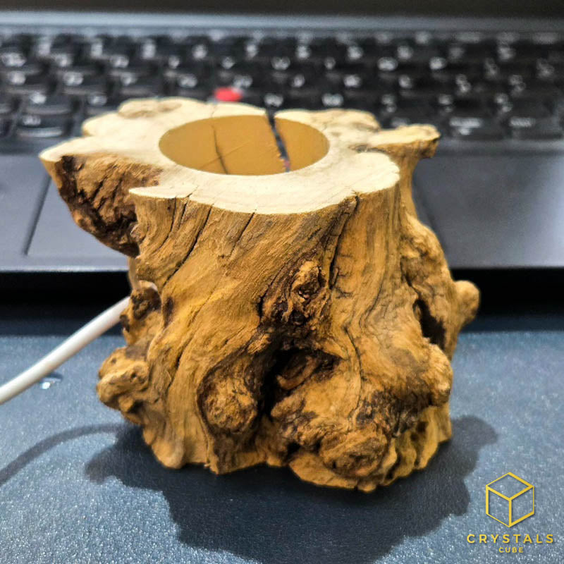 Wood Log Display LED Lamp for Crystals