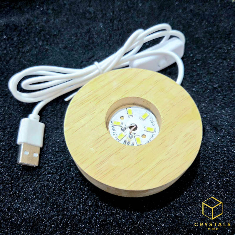 Wooden Display LED Lamp for Crystals