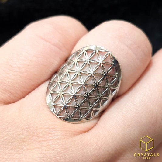 Flower of Life Stainless Steel Adjustable Ring