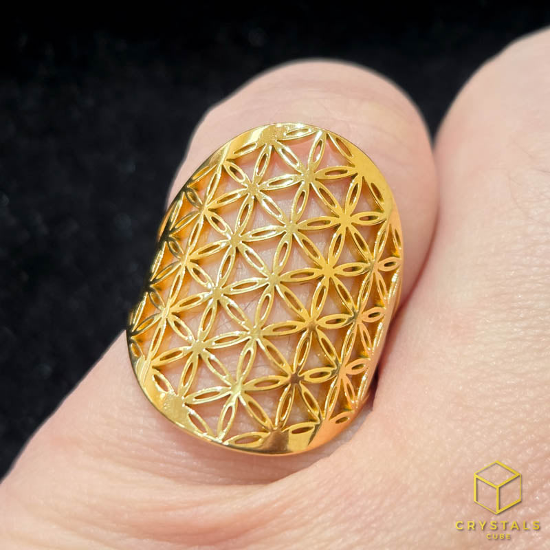 Flower of Life Stainless Steel Adjustable Ring