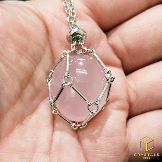 Crystal Net Stainless Steel Necklace - Interchangeable Crystal Holder