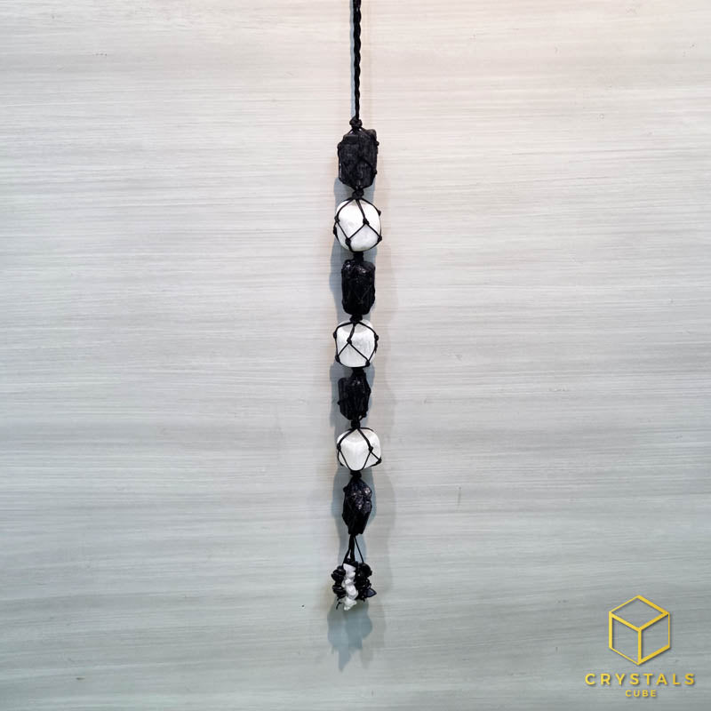 Black Tourmaline & Selenite Raw Hanging