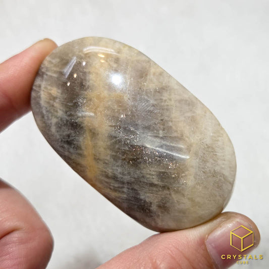 Grey Moonstone with Sunstone & Blue Sheen Palm Stone
