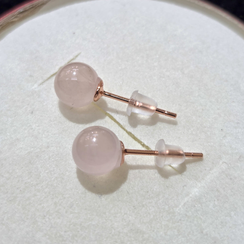 Rose Quartz* Ear Stud - 6.2mm
