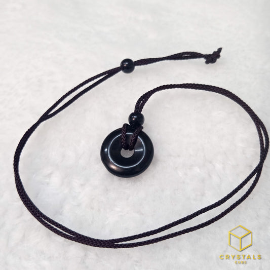 Black Obsidian Donut Pendant