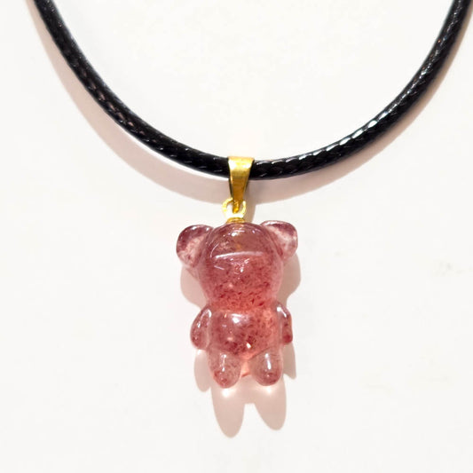 Strawberry Quartz Bear Pendant