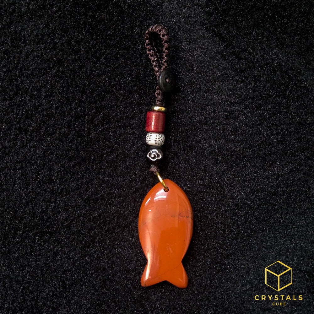 Crystal Fish Key / Bag Charm - Amethyst, Sodalite, Rose Quartz, Green Aventurine, Tiger's Eye & Red jasper