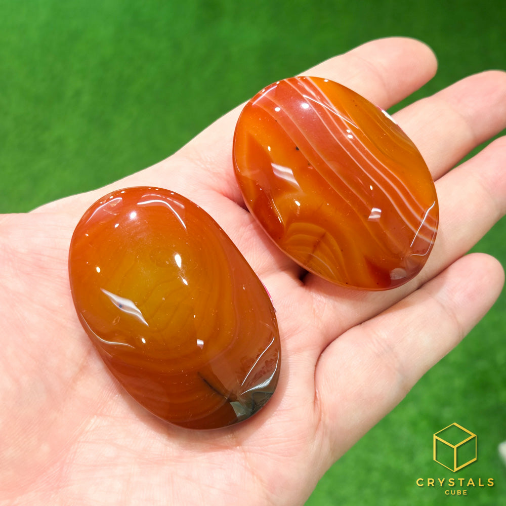 Agate (Red/Orange) & Carnelian Palm Stone