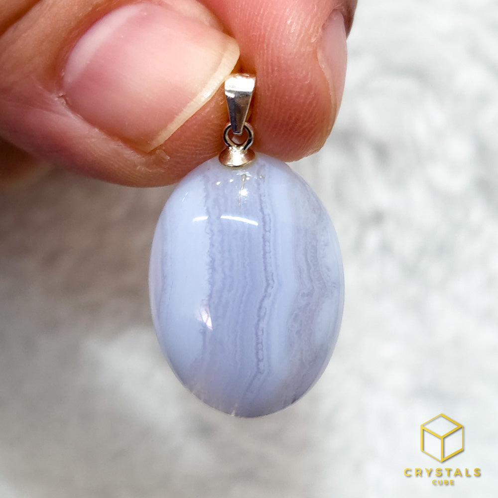 Blue Lace Agate Oval Pendant