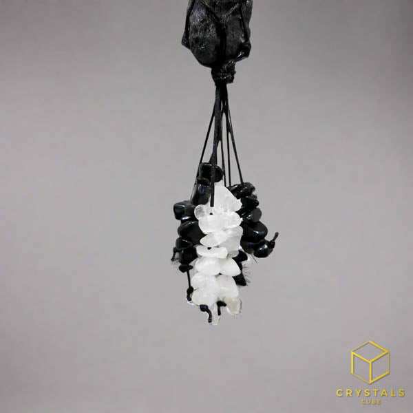 Black Tourmaline & Selenite Raw Hanging