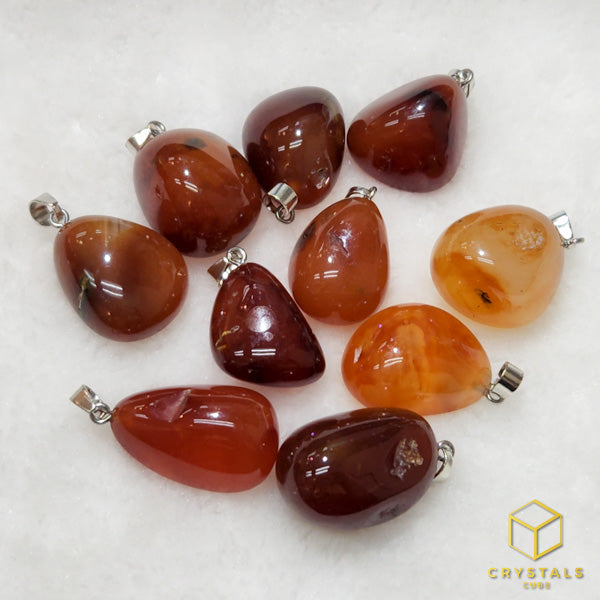 Agate (Red/Orange) & Carnelian Tumble Pendant