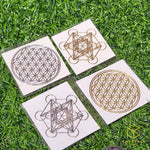 Load image into Gallery viewer, Flower of life &amp; Metatron’s Cube - Metal Energy Sticker
