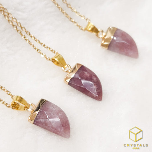 Strawberry Quartz Tooth-Shape Necklace