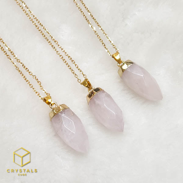 Pendulum Necklace - Rose Quartz, Green Aventurine & Carnelian