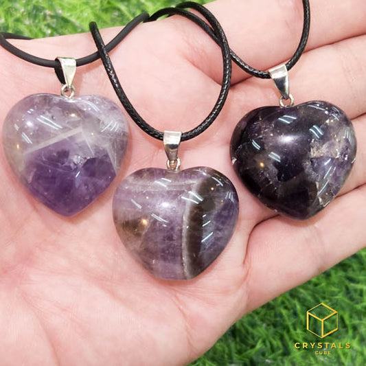 Chervon Amethyst Heart Pendant