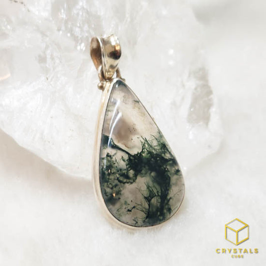 Moss Agate Teardrop Pendant