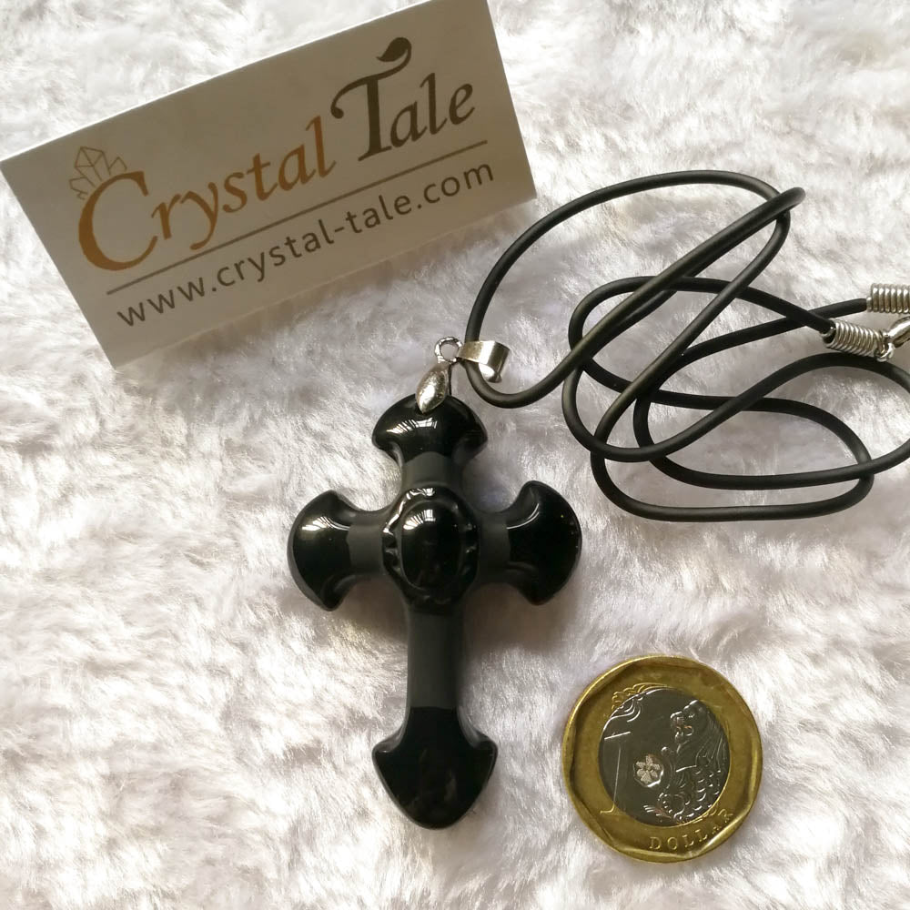 Black Obsidian Cross Pendant