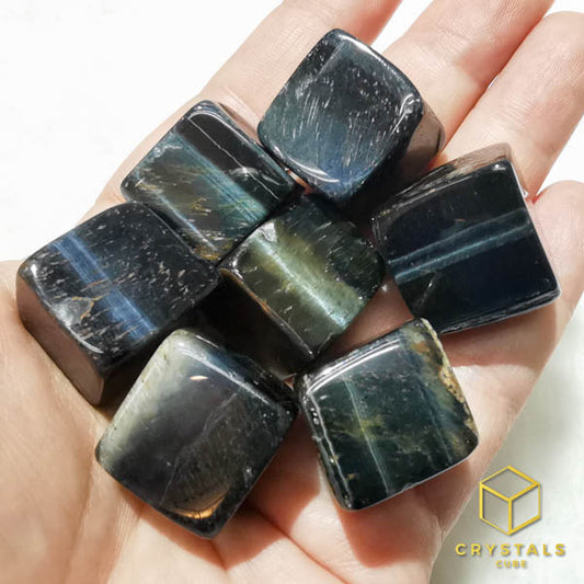 Tiger's Eye Cube Tumble - Blue