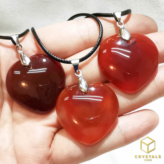 Agate (Red/Orange) & Carnelian Heart Pendant