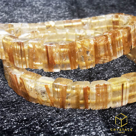 Golden Rutilated Quartz*** Flat Bracelet