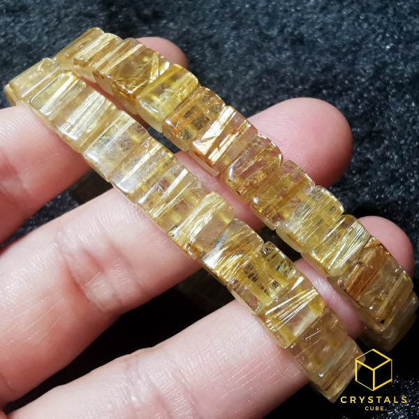 Golden Rutilated Quartz*** Flat Bracelet
