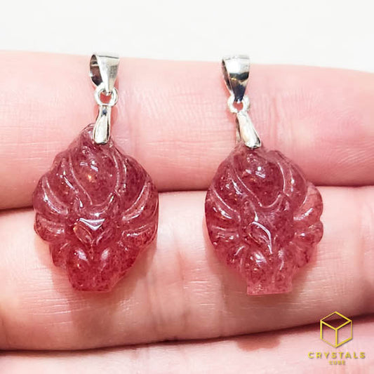 Strawberry Quartz Fox Pendant - Small