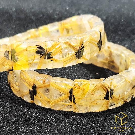 Golden Rutilated Quartz**** Flat Bracelet