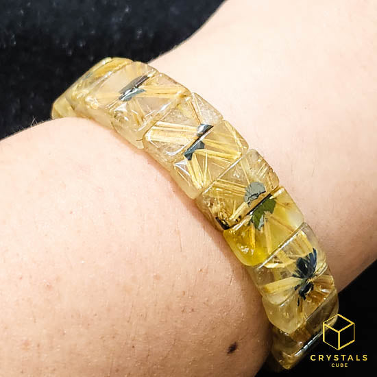 Golden Rutilated Quartz**** Flat Bracelet