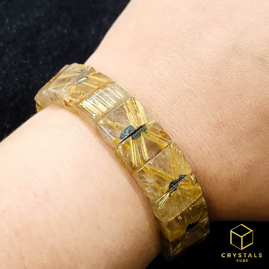 Golden Rutilated Quartz**** Flat Bracelet