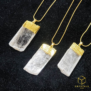 Selenite (Raw) Gold Cap Necklace