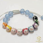 Load image into Gallery viewer, 9 Cat bead Bracelet - Blue Chalcedony Pink Chalcedony &amp; Onyx
