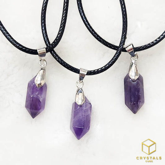 Double Point Pendant (Small) - Amethyst, Amazonite, Rose Quartz, Tiger's Eye, Carnelian & Gret Agate