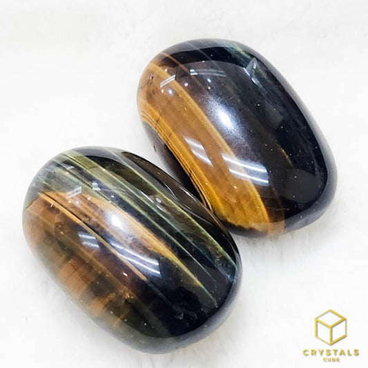 Tiger's Eye Palm Stone - Blue & Golden