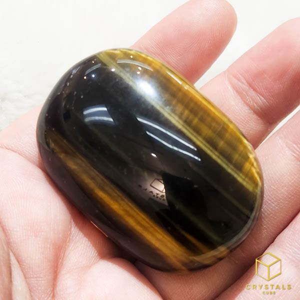 Tiger's Eye Palm Stone - Blue & Golden