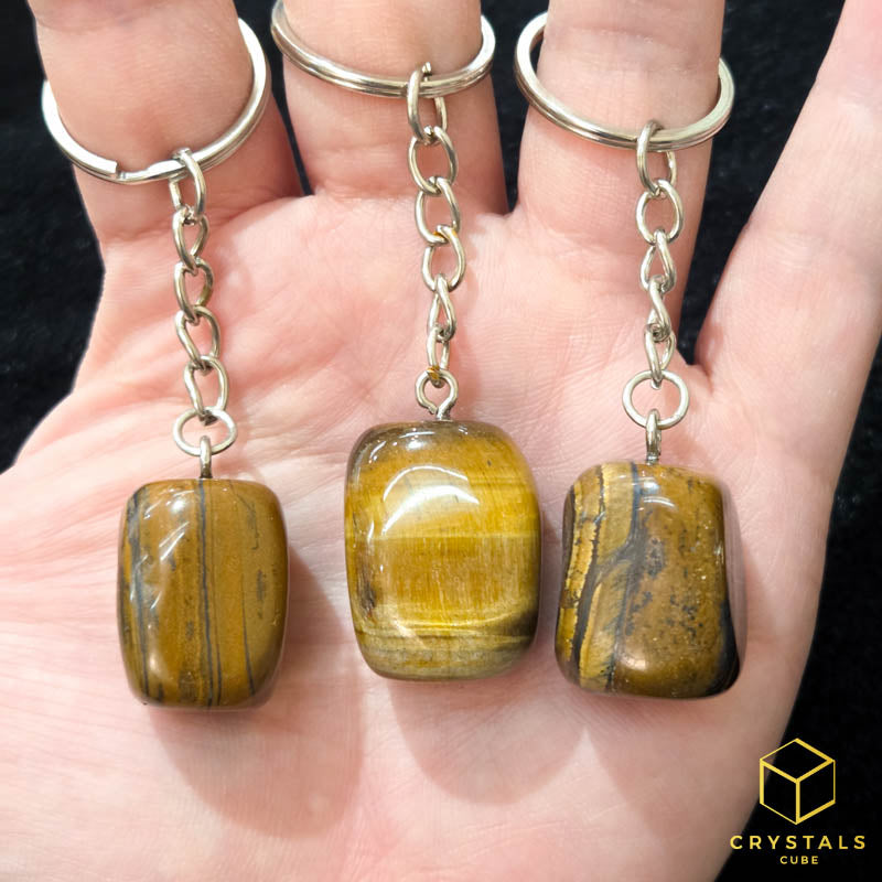 Crystal Keychain - Clear Quartz, Lapis, Rose Quartz, Green Aventurine, Moss Agate, Tiger's Eye, Red Jasper & Black Tourmaline