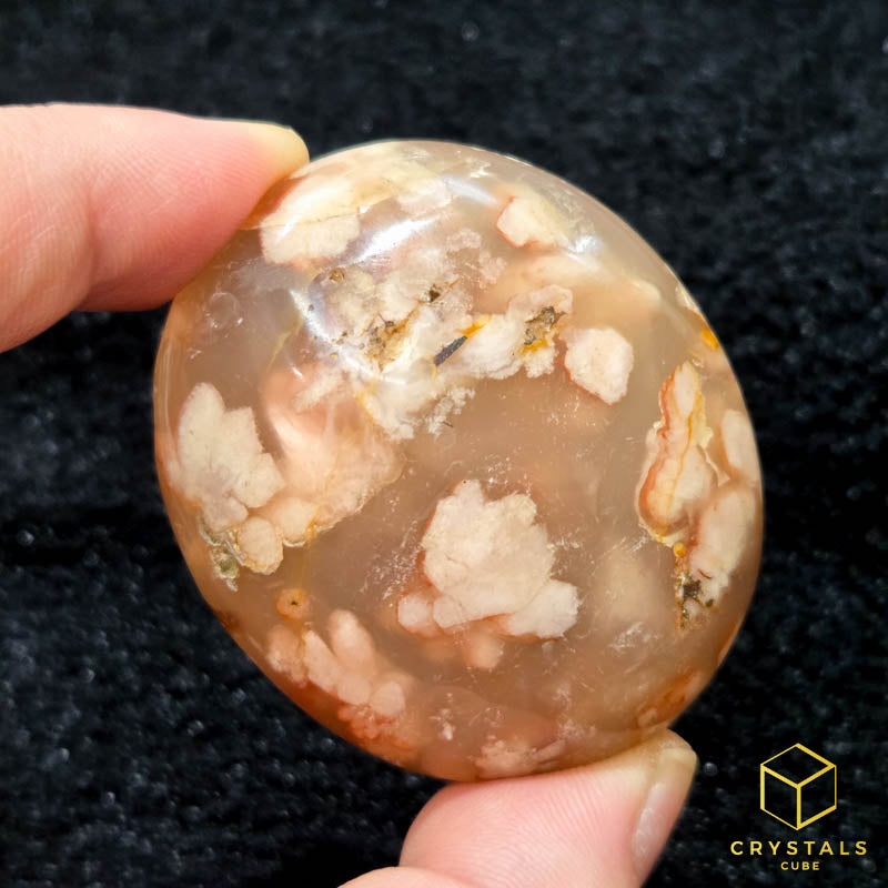 Sakura (Cherry Blossom) Agate Palm Stone