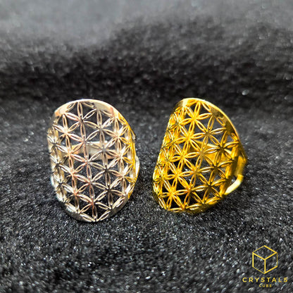 Flower of Life Stainless Steel Adjustable Ring